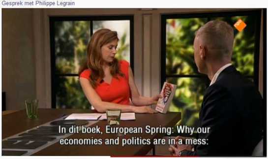 Marcia Luyten reads the English book title "European Spring", by Philippe Legrain